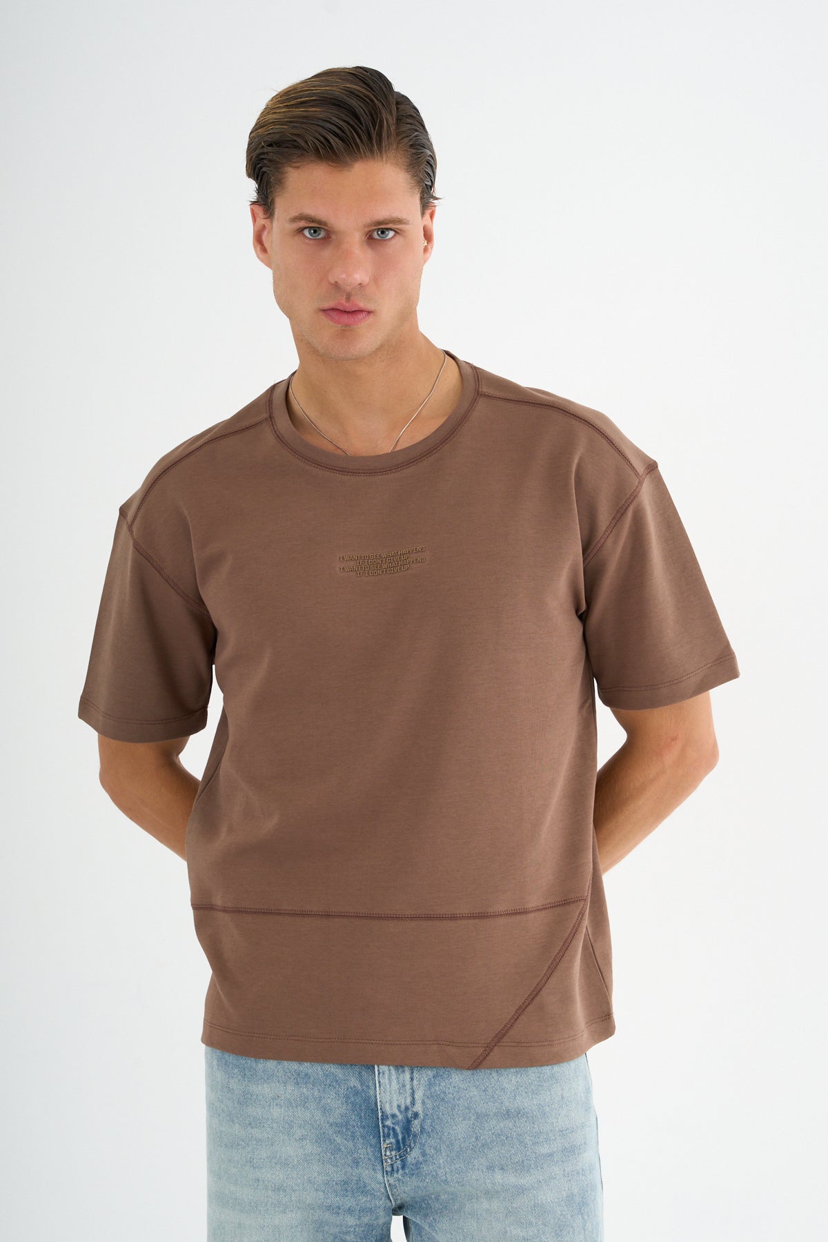 Nova Erkek Oversize Tişört Kahve