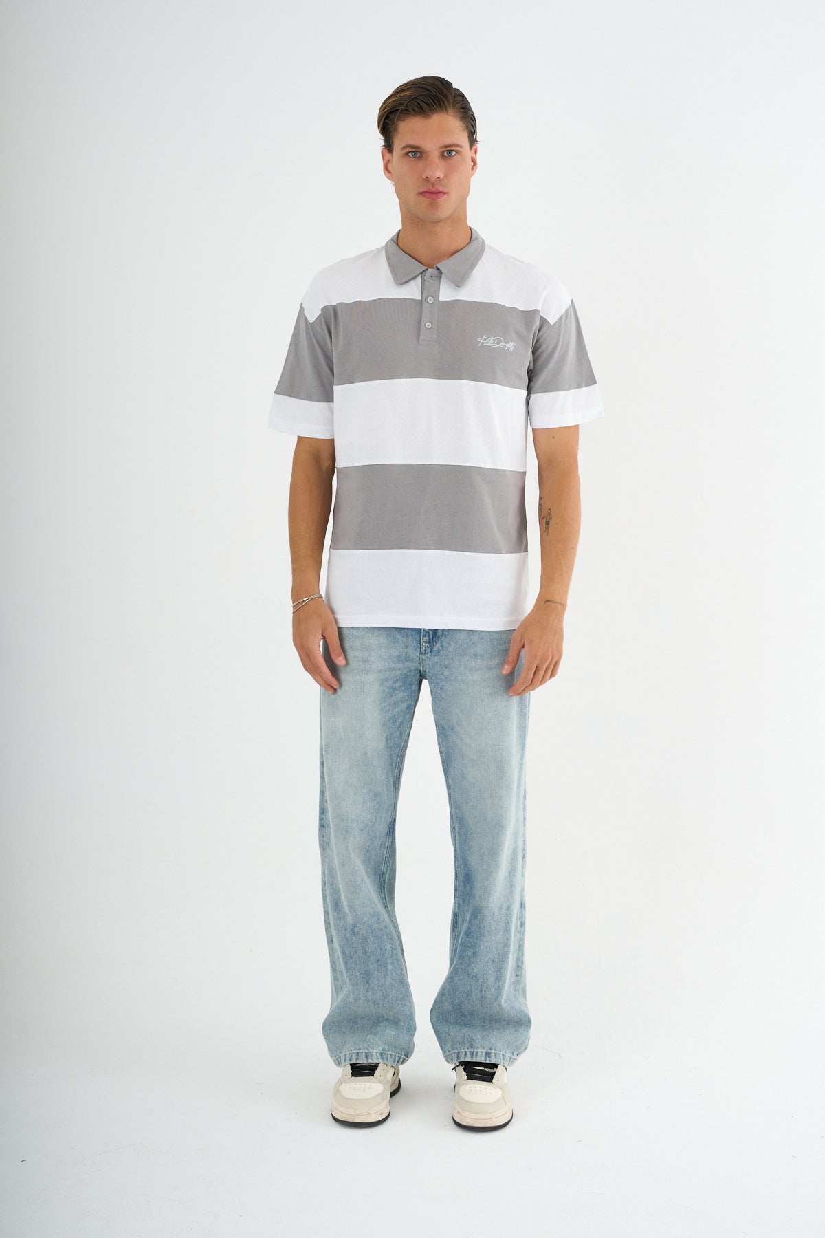 Mode Erkek Comfort Fit Gri Polo Yaka Tişört