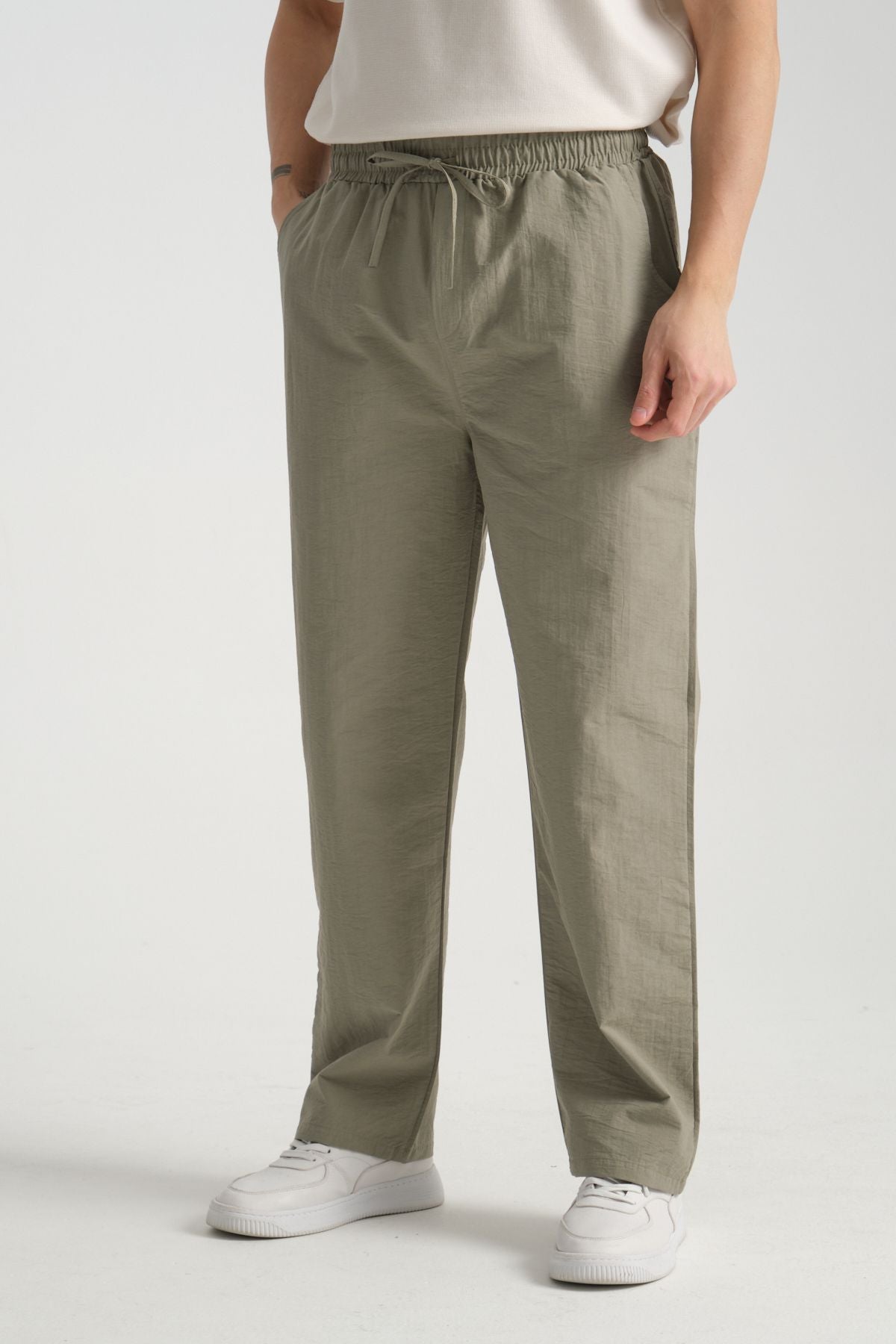 Era Baggy Fit Yazlık Rahat İnce Pantolon Haki