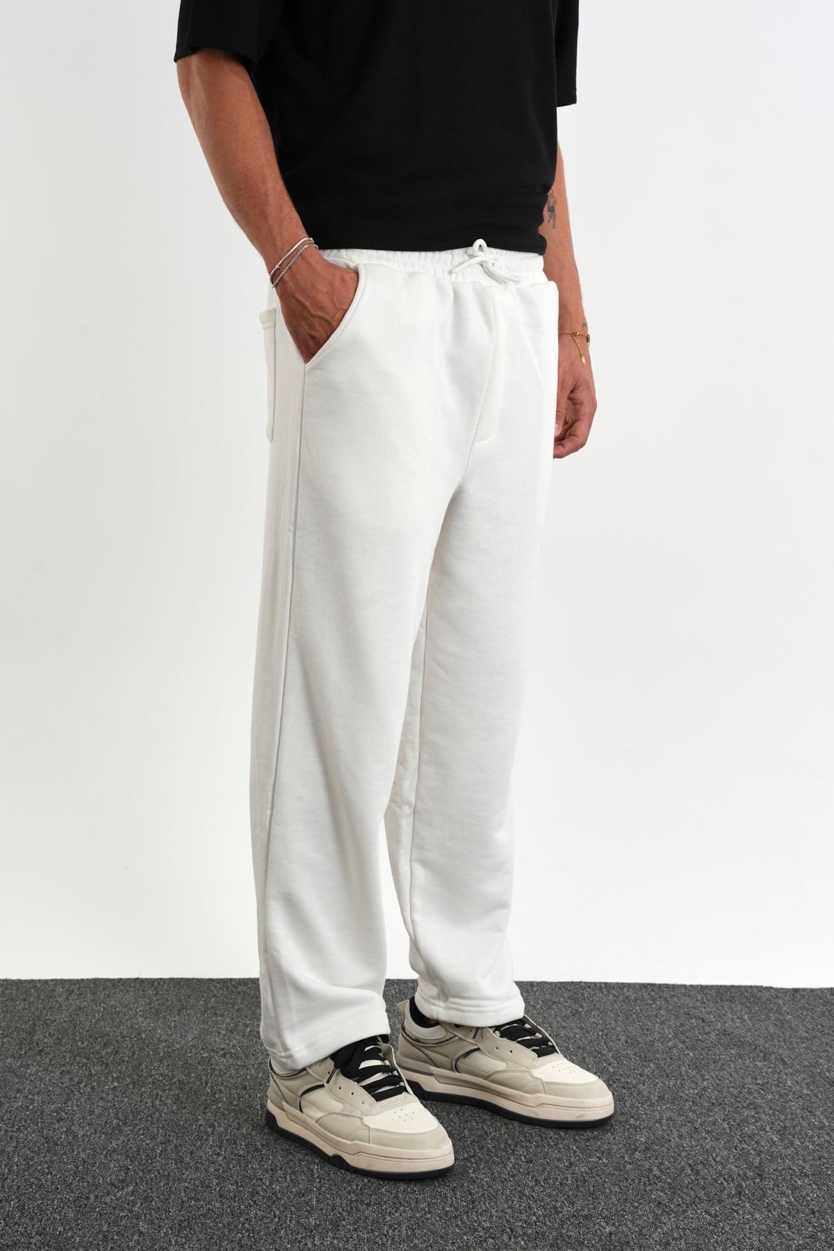 Regular Fit Eşofman Altı Beyaz