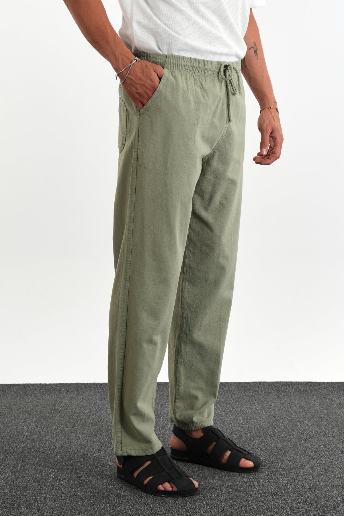 Defy Rahat Kalıp Keten Görünümlü Pantolon Mint