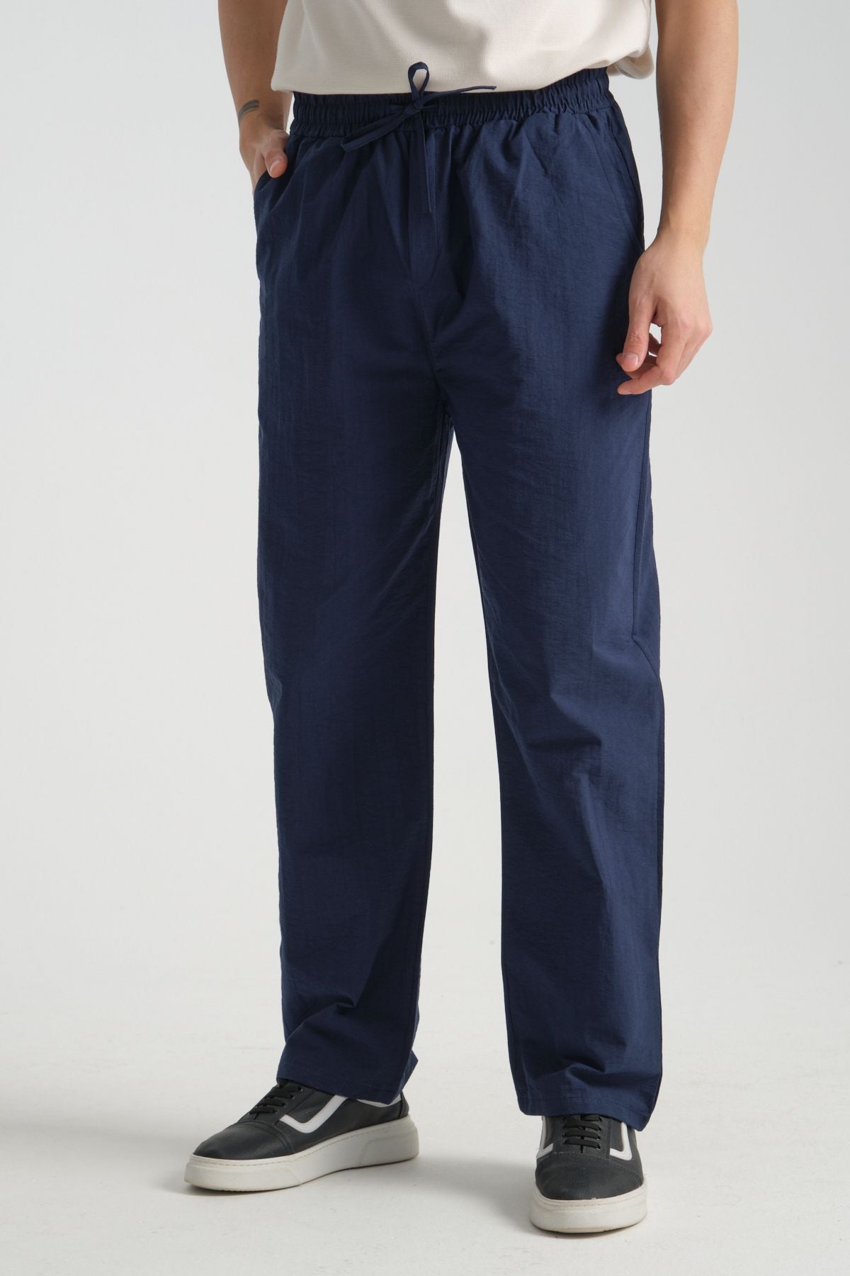 Era Baggy Fit Yazlık Rahat İnce Pantolon Lacivert