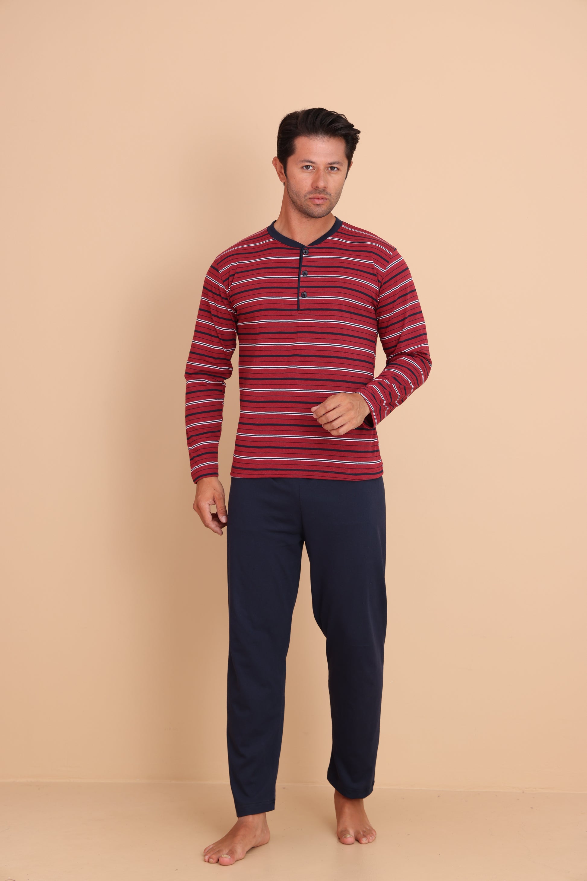 Hunt Regular Bordo Erkek Uzun Kol Pijama Takımı