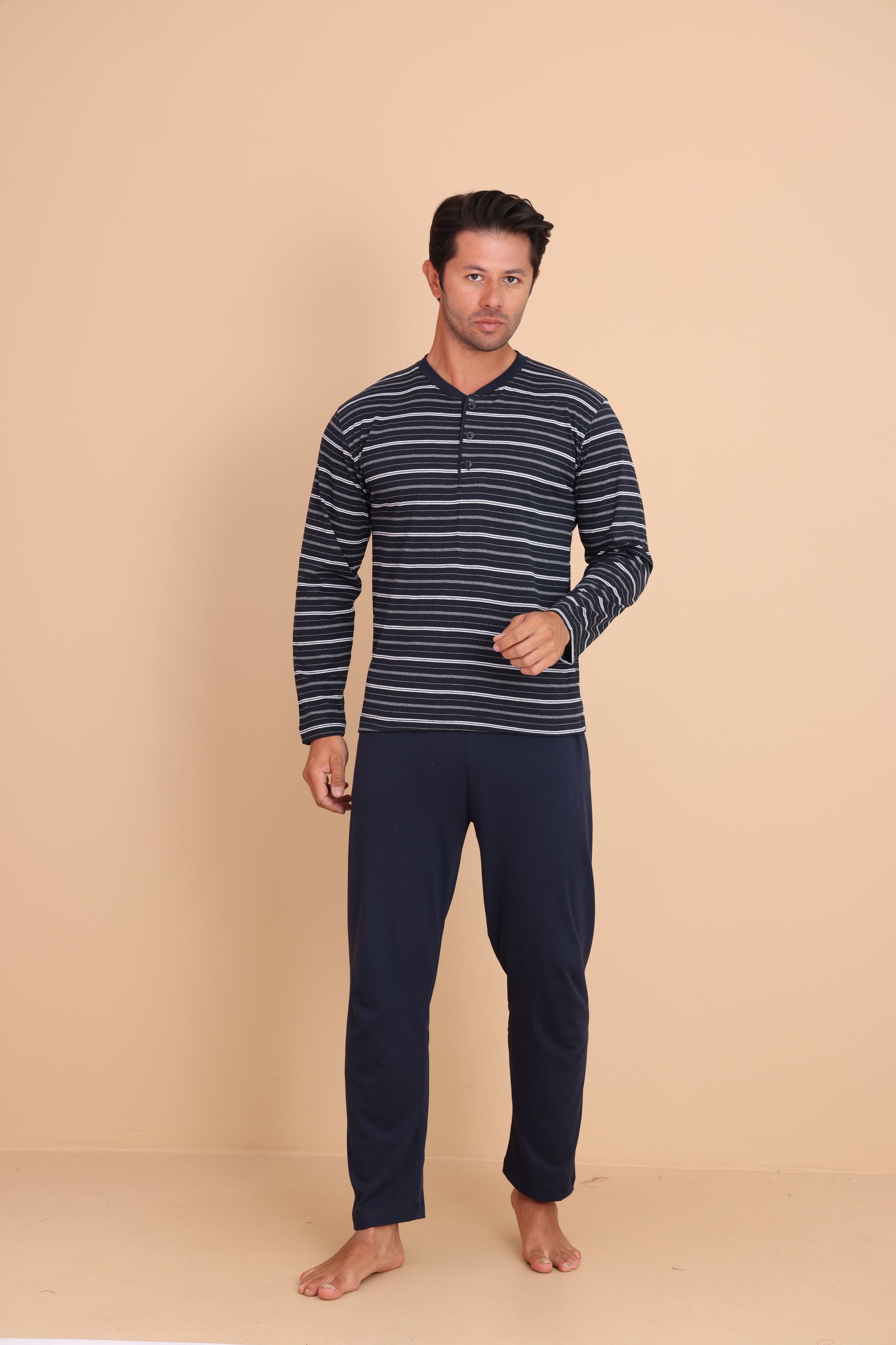 Hunt Regular Lacivert Erkek Uzun Kol Pijama Takımı