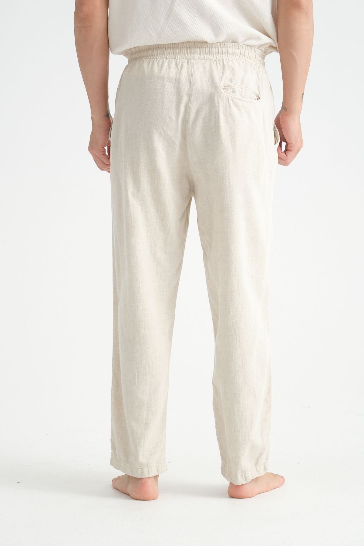 Luxe Baggy Mint Keten Pantolon
