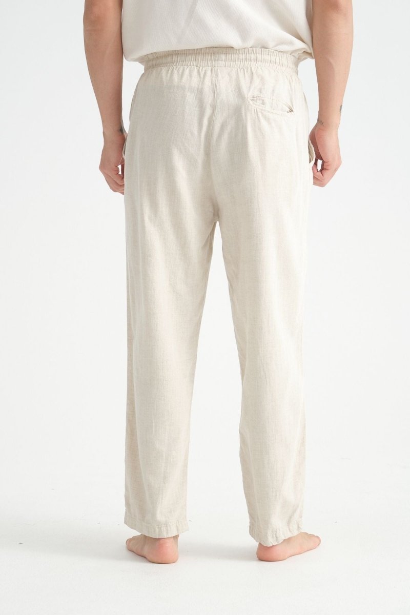 Luxe Baggy Keten Pantolon Bej - Redline