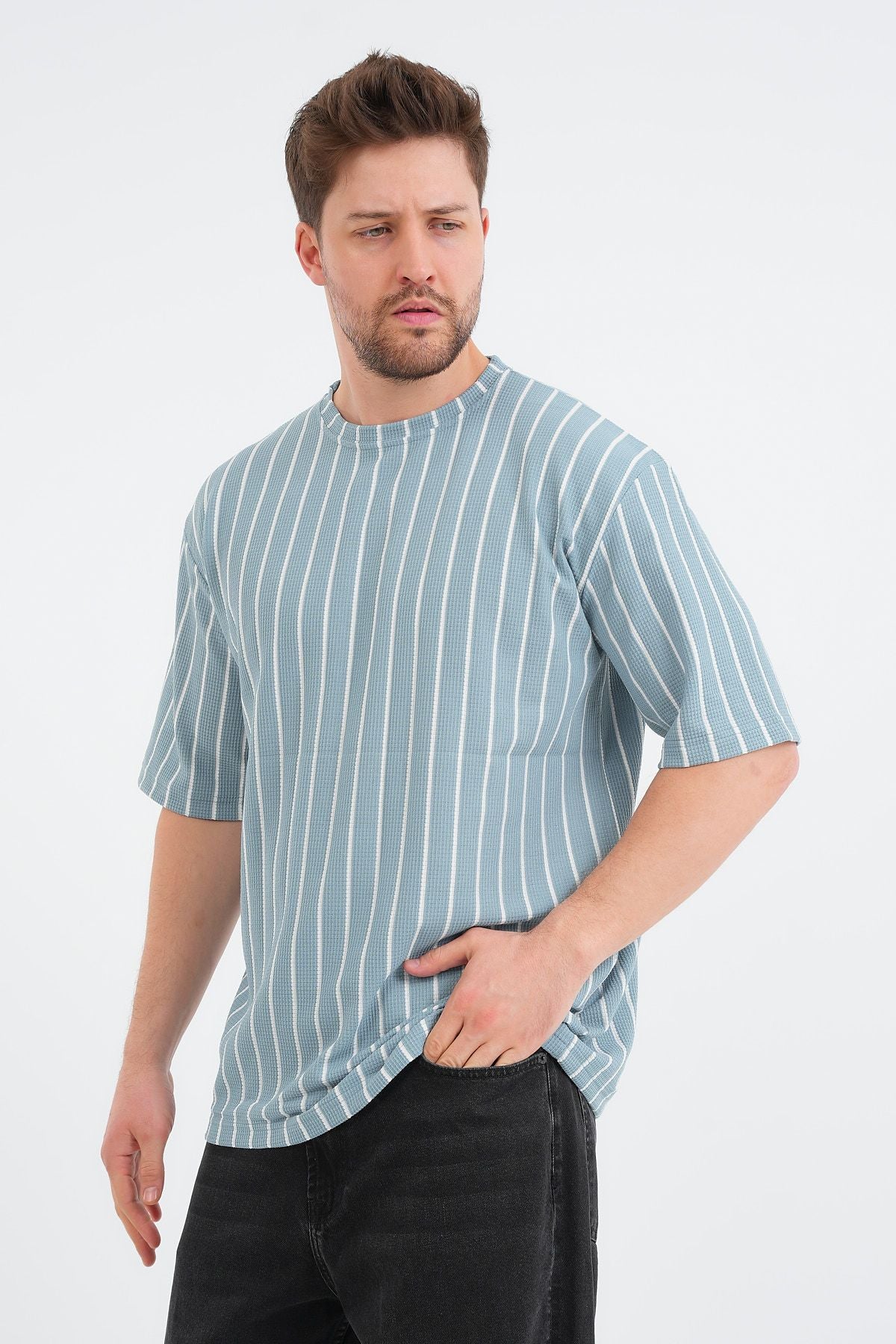 Shift Erkek Oversize Tişört Mavi