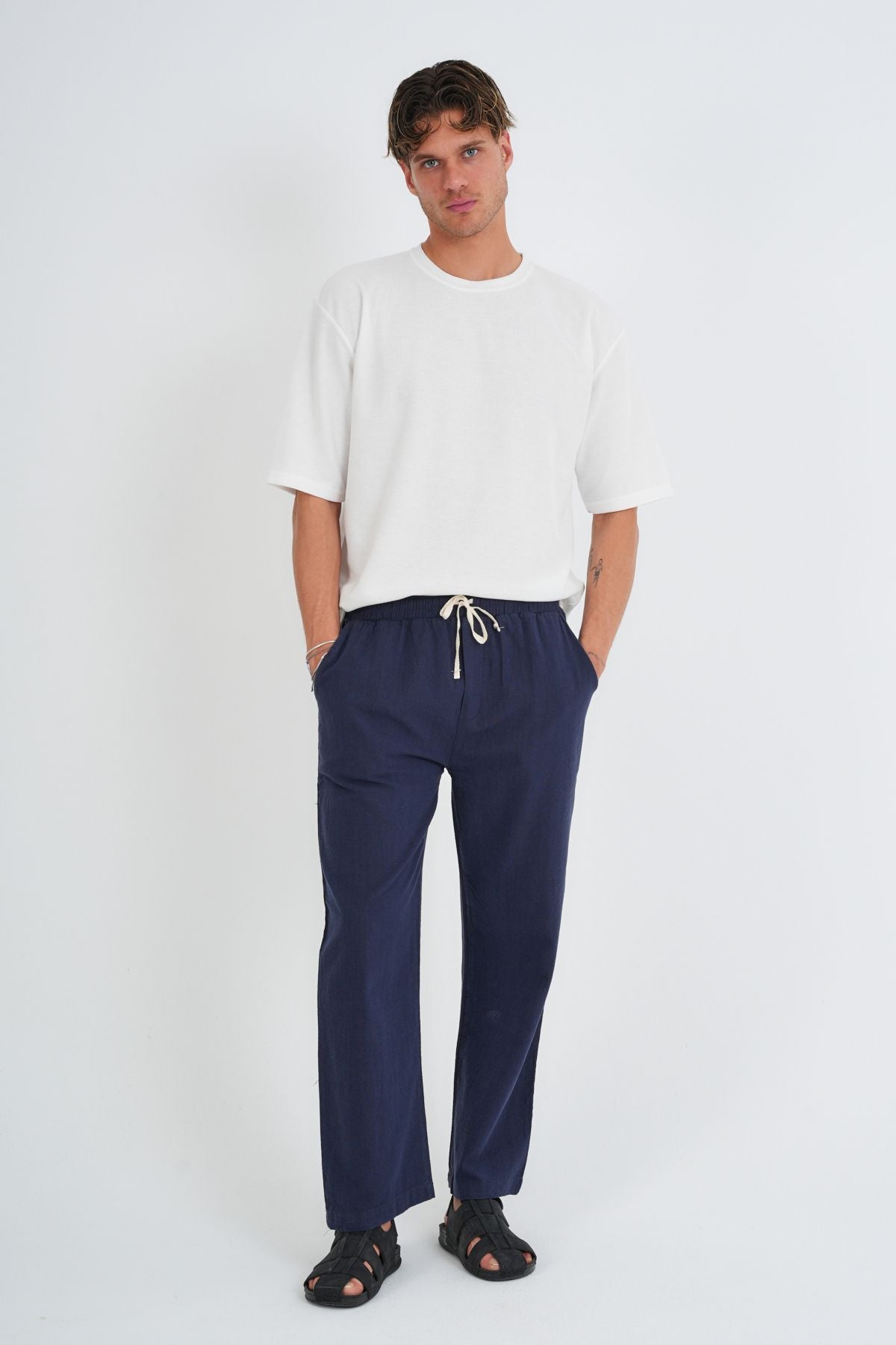 Comforted Erkek Baggy Keten Rahat Pantolon Bol Paça Yeni Sezon