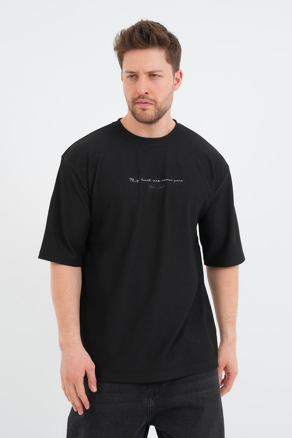 Valor Erkek Oversize Tişört Siyah