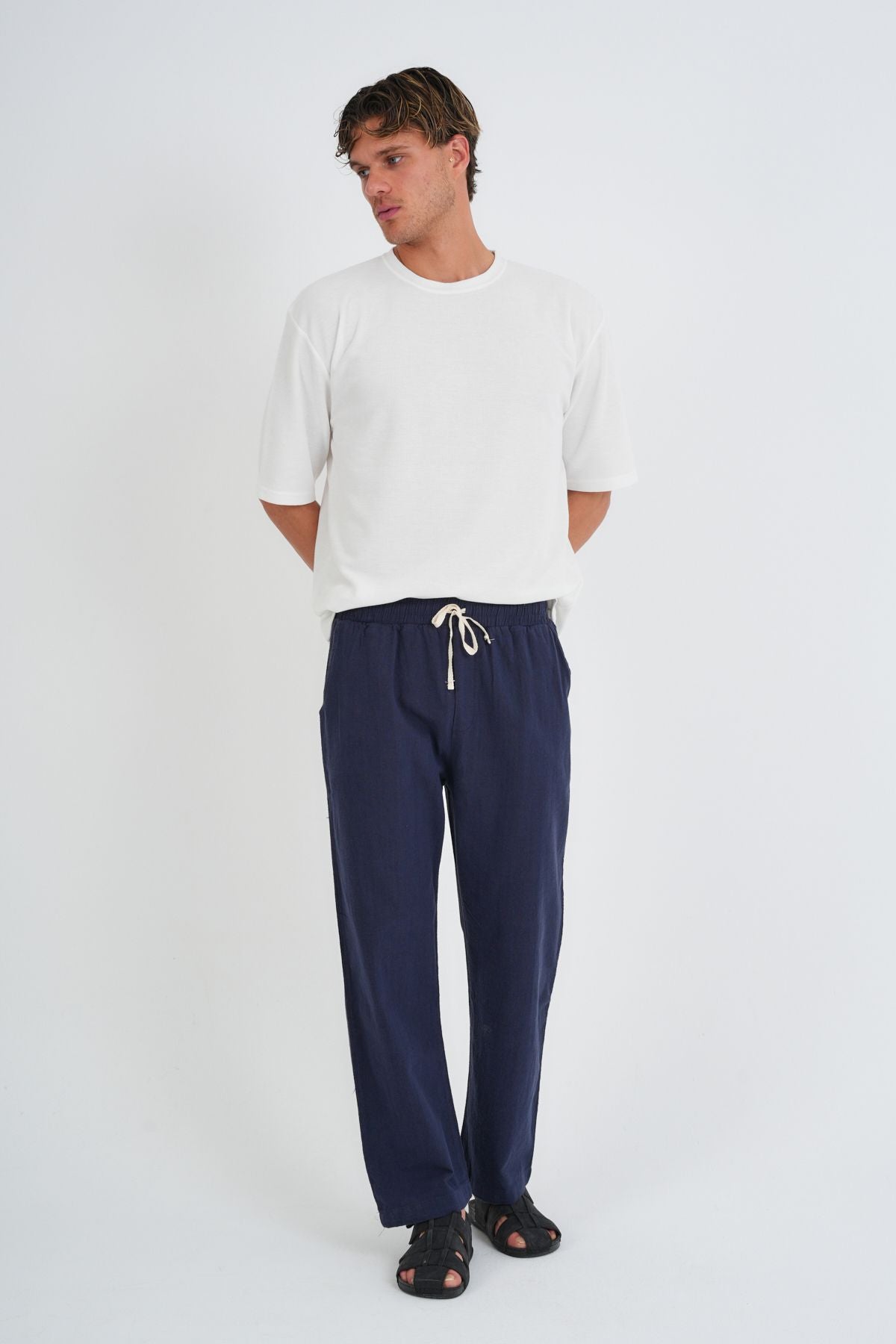 Comforted Erkek Baggy Keten Rahat Pantolon Bol Paça Yeni Sezon
