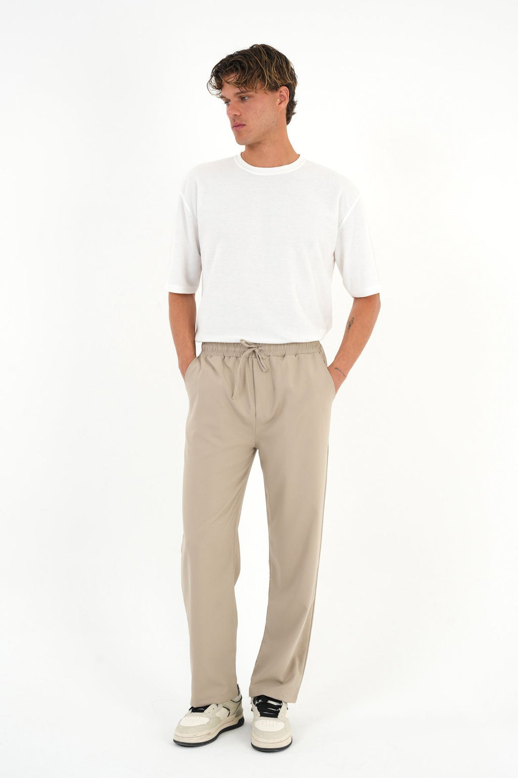 Anchor Baggy Kumaş Pantolon Bej