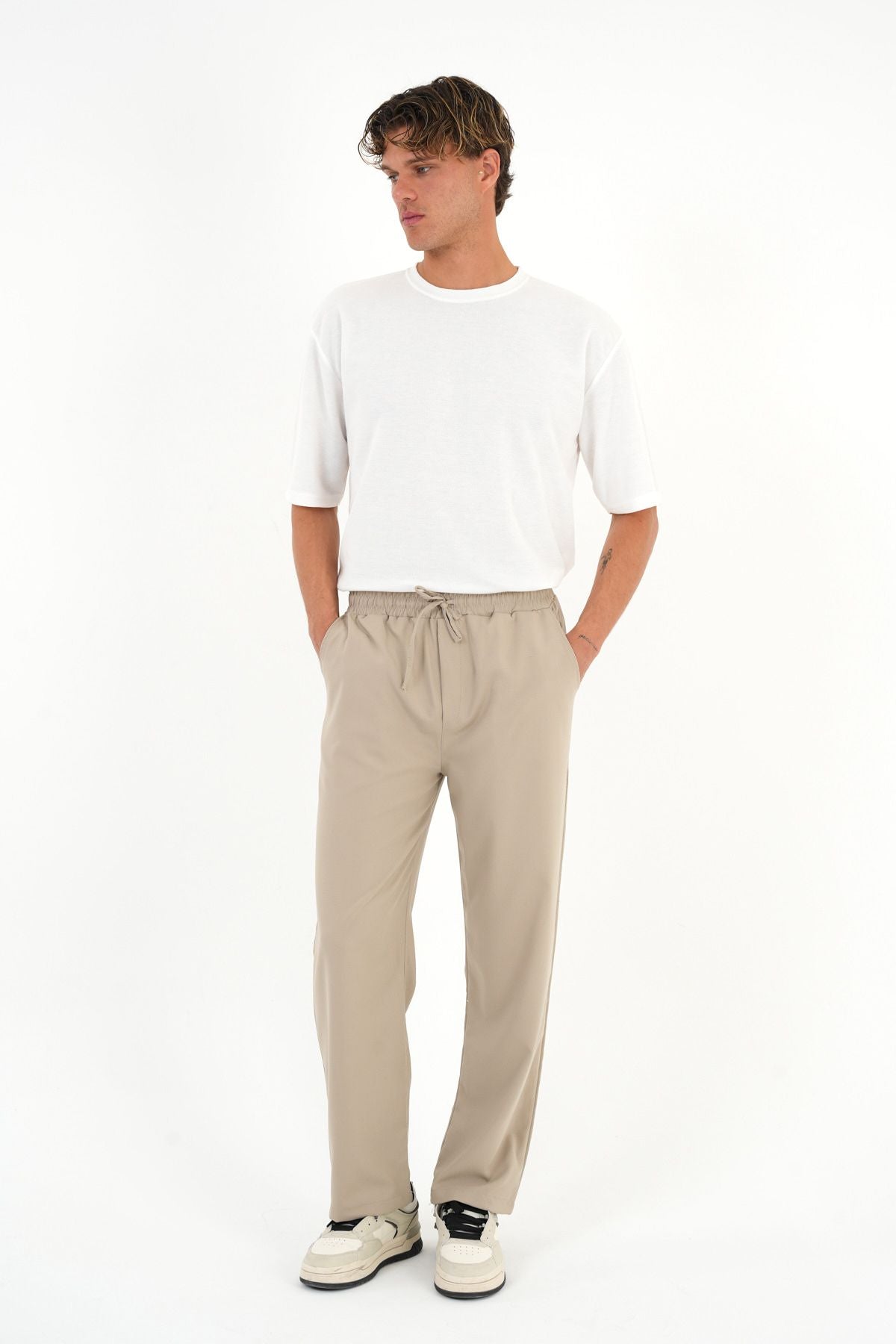 Anchor Baggy Kumaş Pantolon Bej
