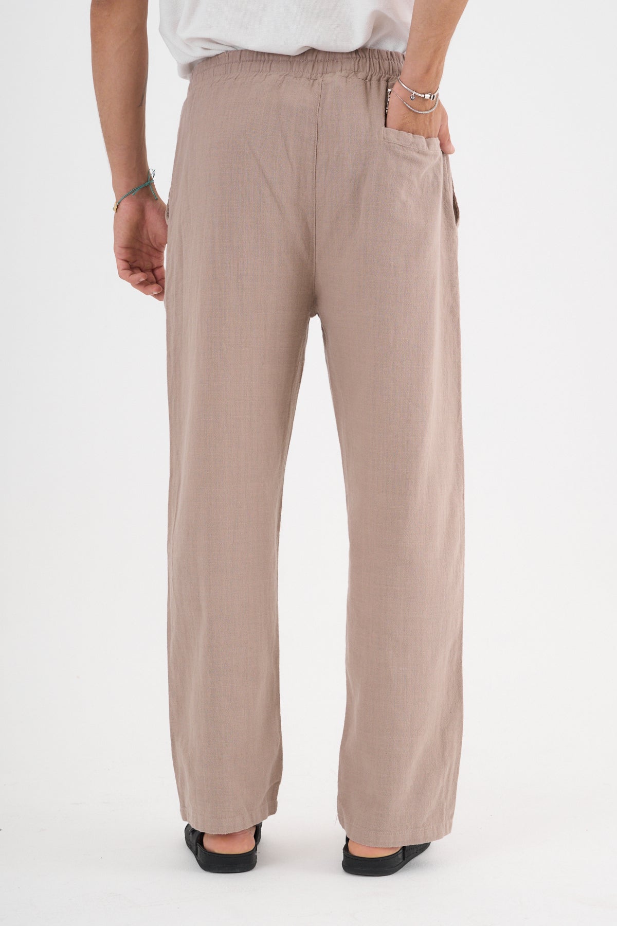 Comforted Erkek Baggy Keten Rahat Pantolon Bol Paça Yeni Sezon Toprak