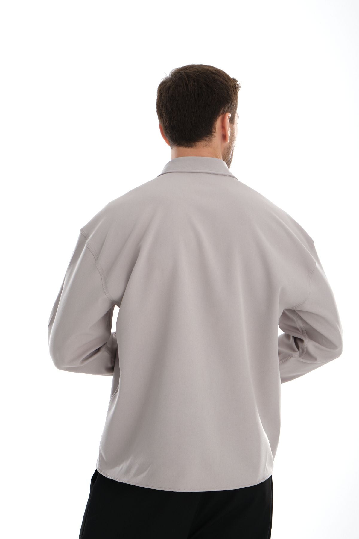 Base Oversize Kolay Ütü Gömlek Gri