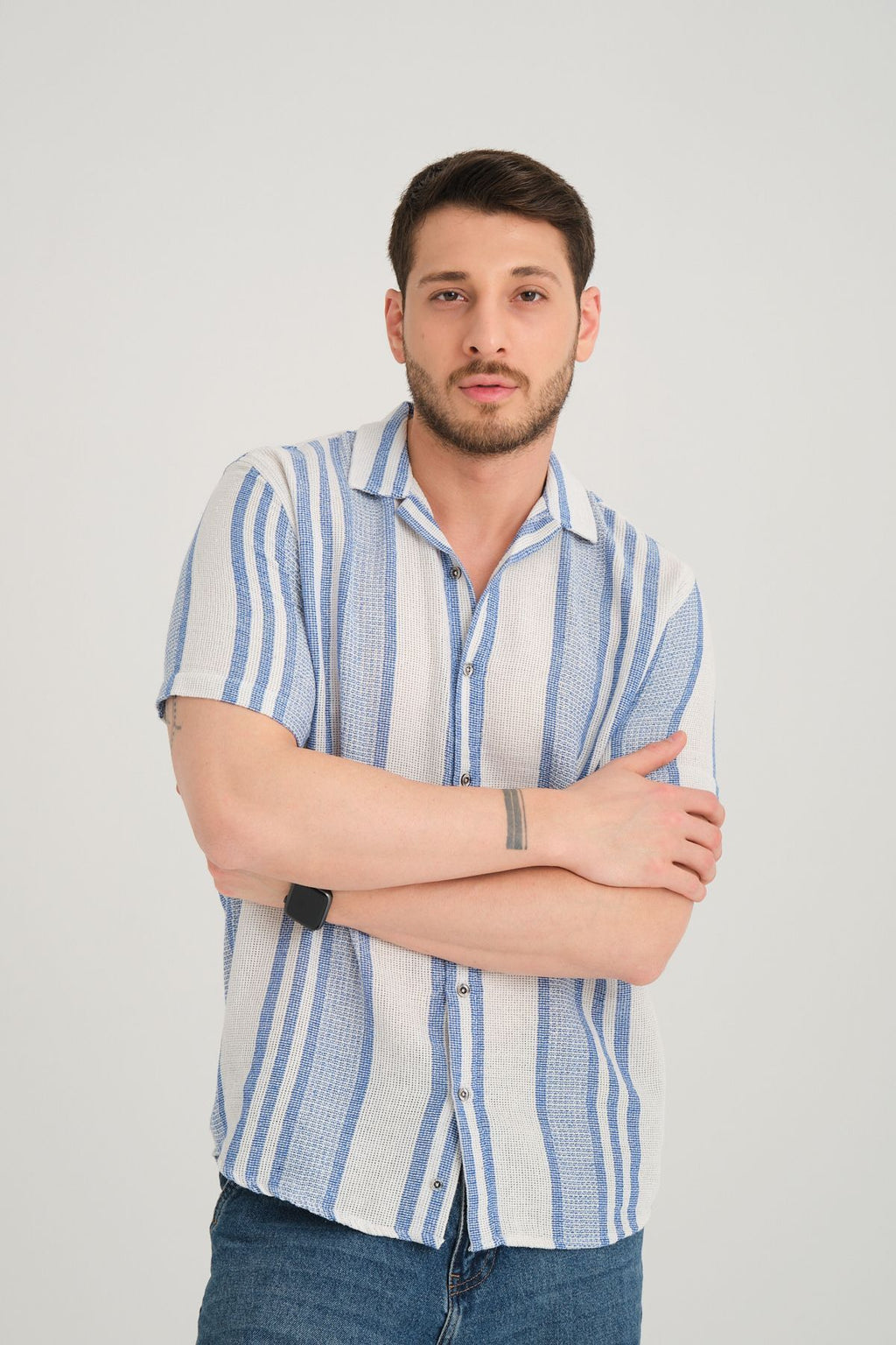 Erkek Yazlık Regular Fit Kısa Kol Nefes Alan Gömlek %100 Pamuk 2643 Mavi