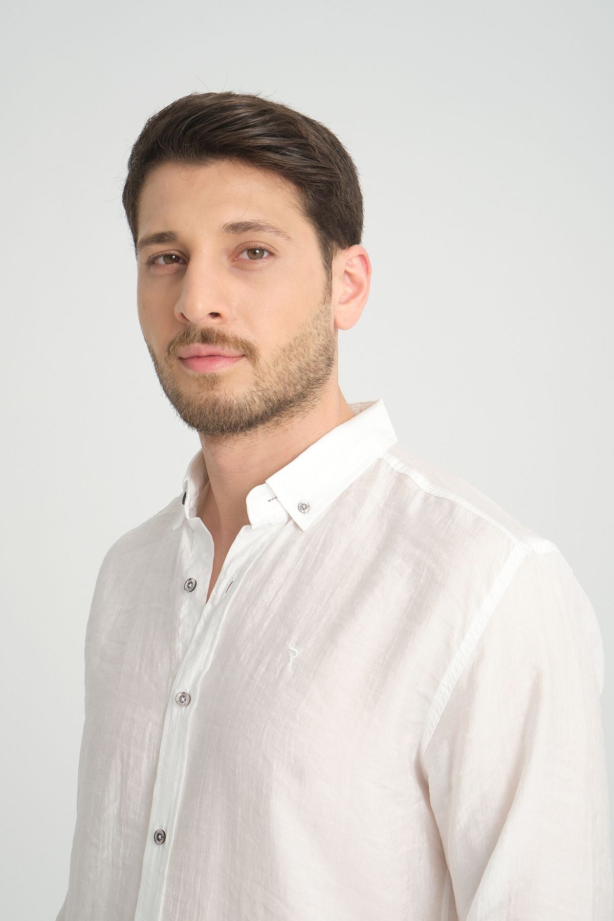 Erkek Yazlık Dökümlü İnce Regular Fit Gömlek BEYAZ
