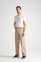 Canvas Pamuk Baggy Pantolon Bej