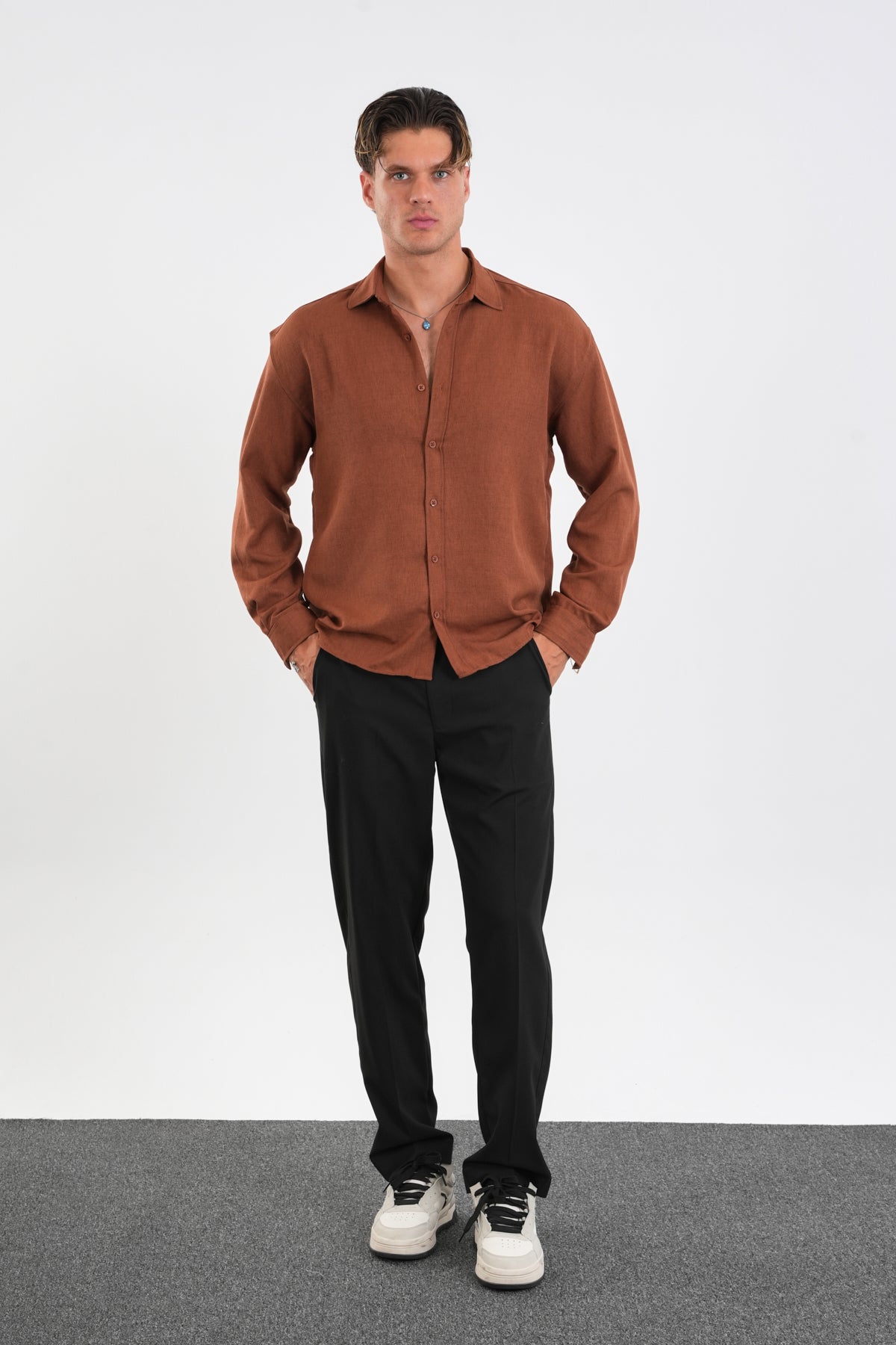 Linel Regular Fit Gömlek Kahve