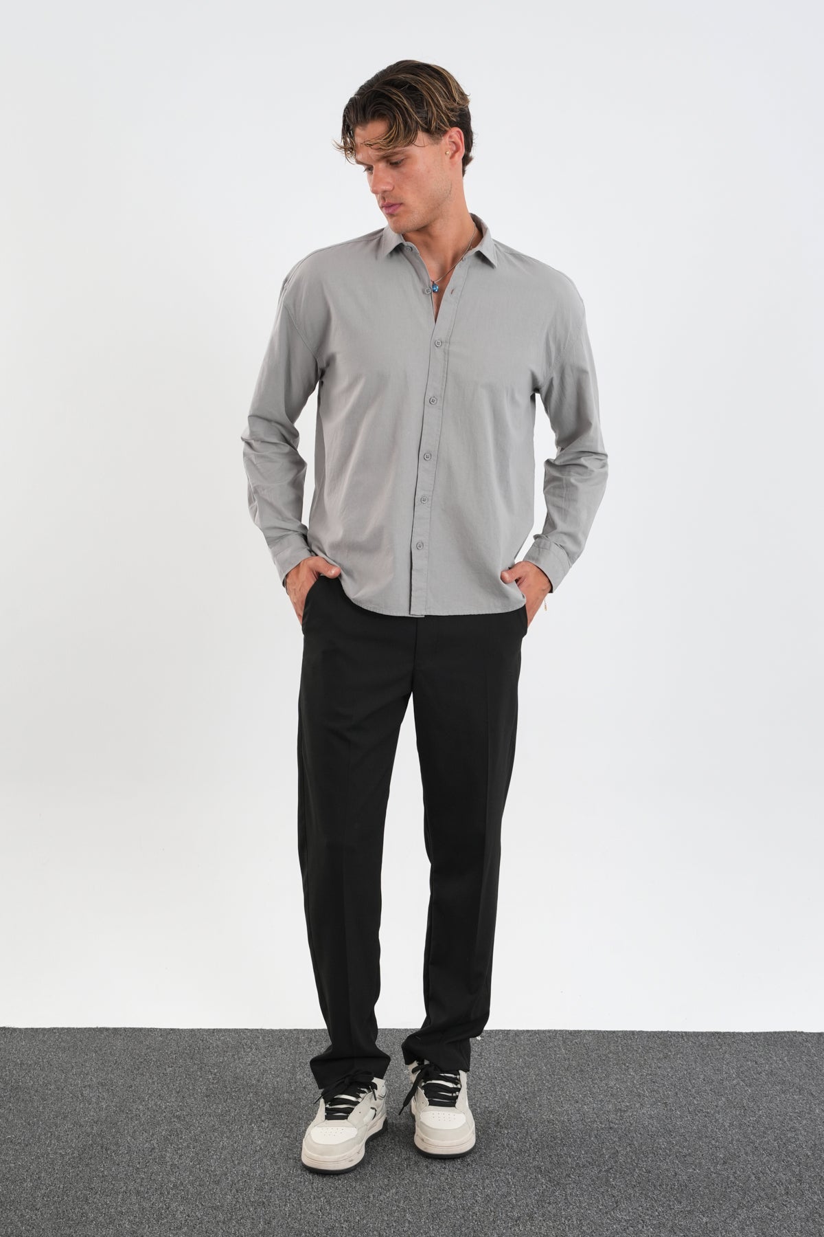 Infinity Comfort Fit Gömlek Gri