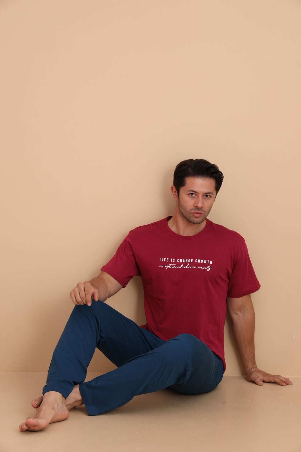 Erkek Kısa Kol Pijama Takımı 9003 Kırmızı