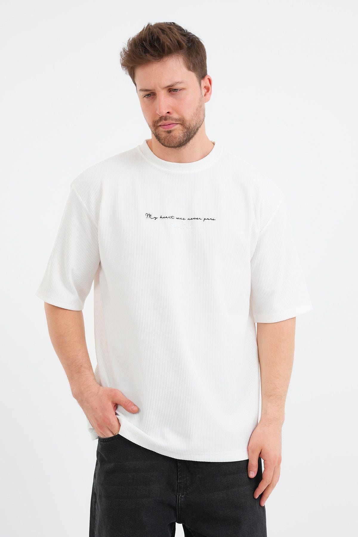 Valor Erkek Oversize Tişört Beyaz