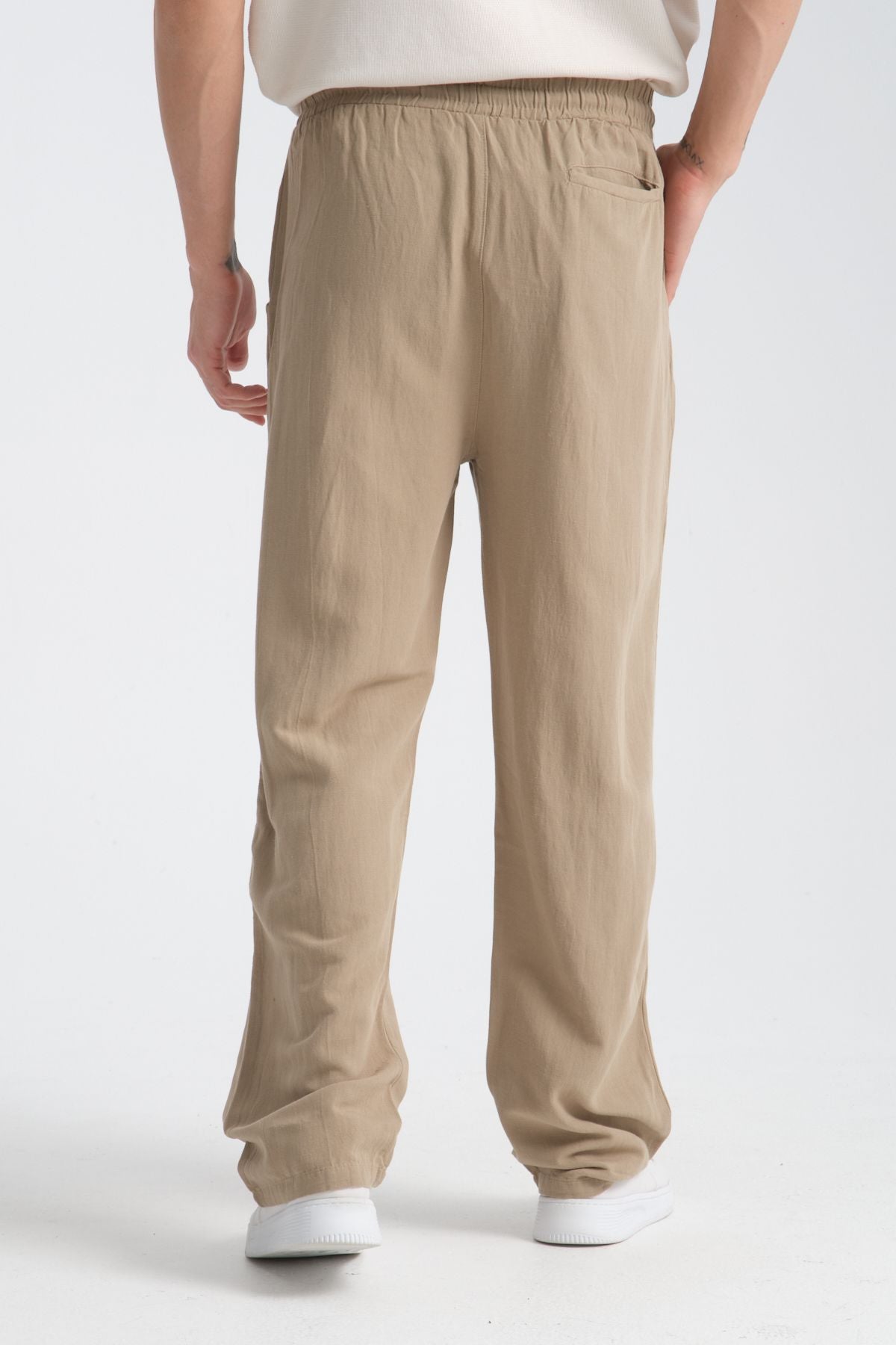 Saga Keten Baggy Pantolon Taş