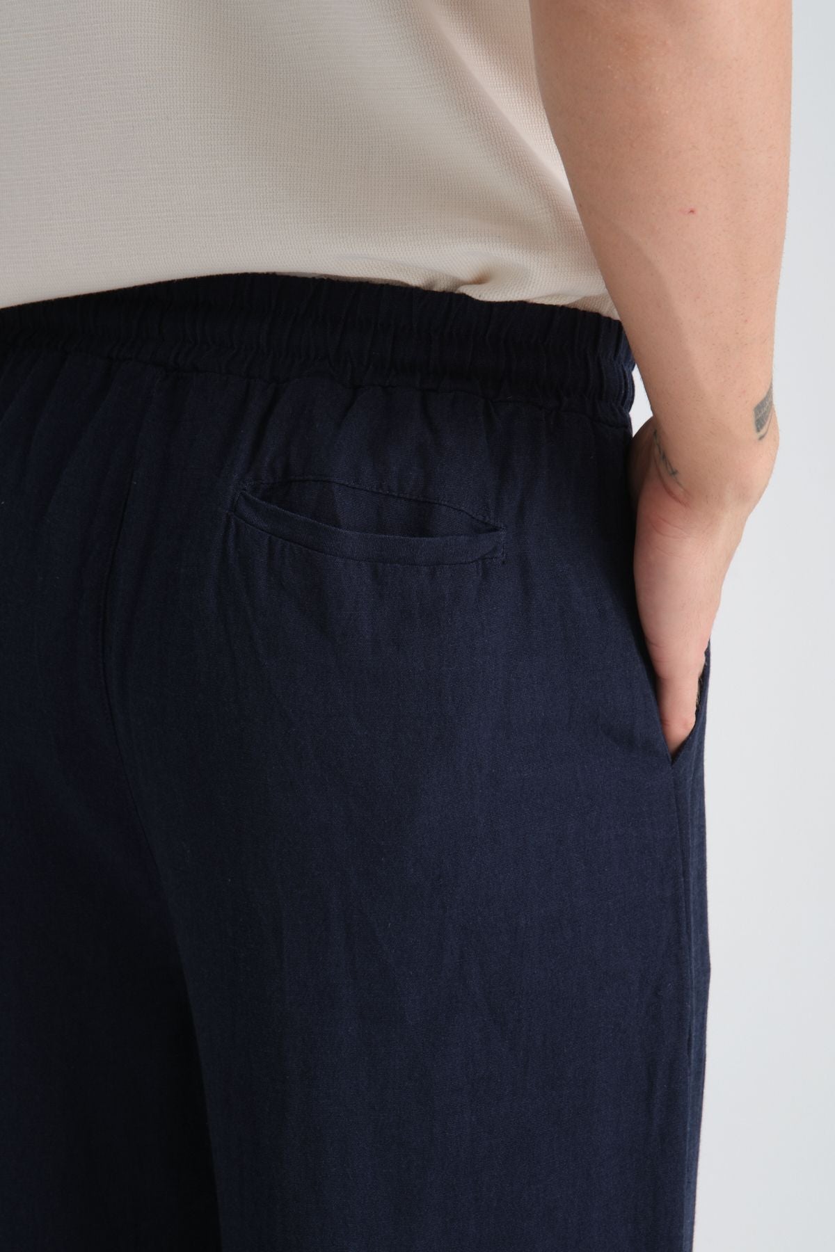 Saga Keten Baggy Pantolon Lacivert