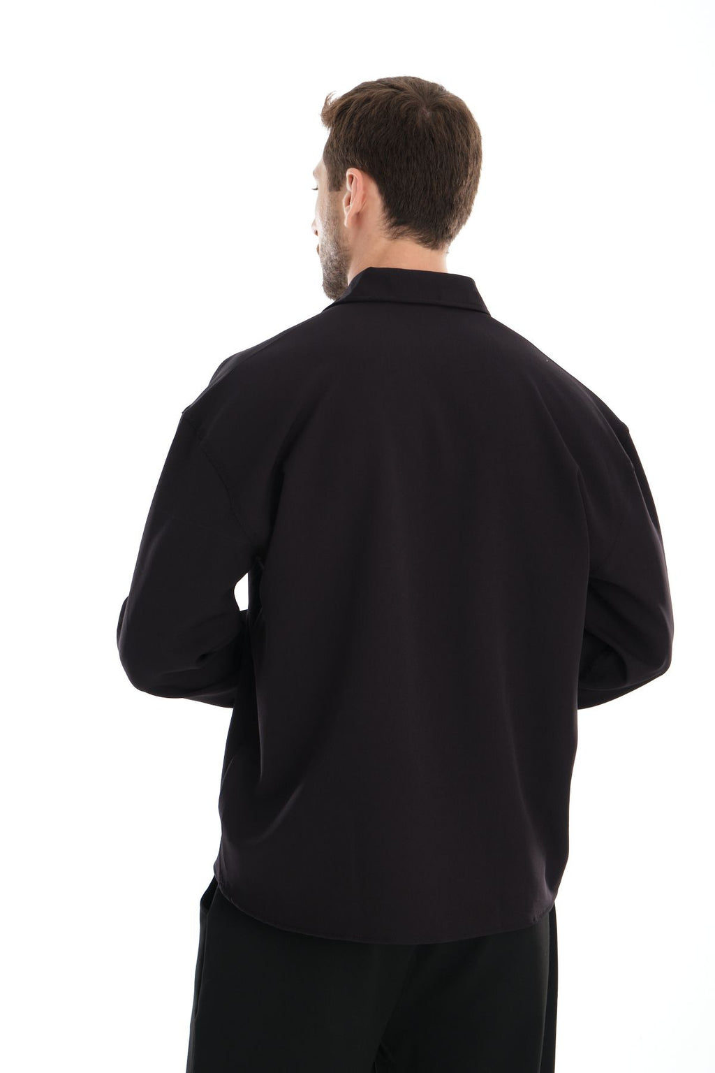 Base Oversize Kolay Ütü Gömlek Siyah