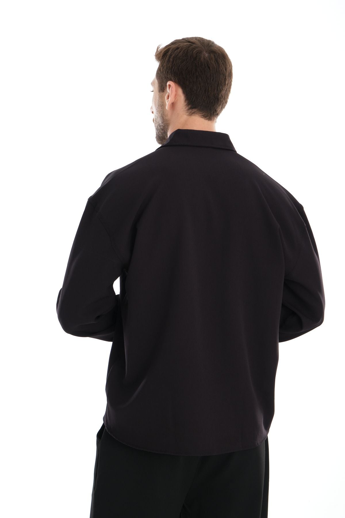 Base Oversize Kolay Ütü Gömlek Siyah