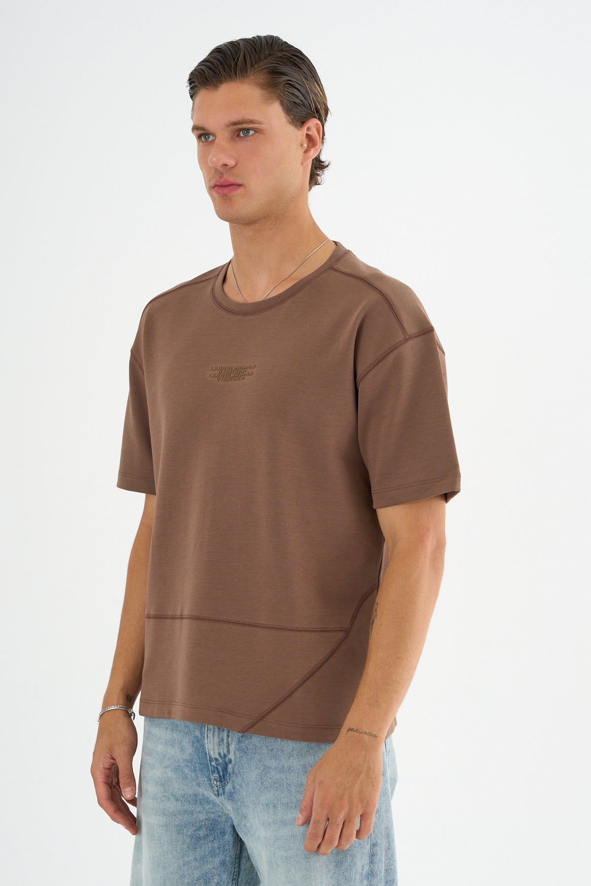 Nova Erkek Oversize Tişört Kahve