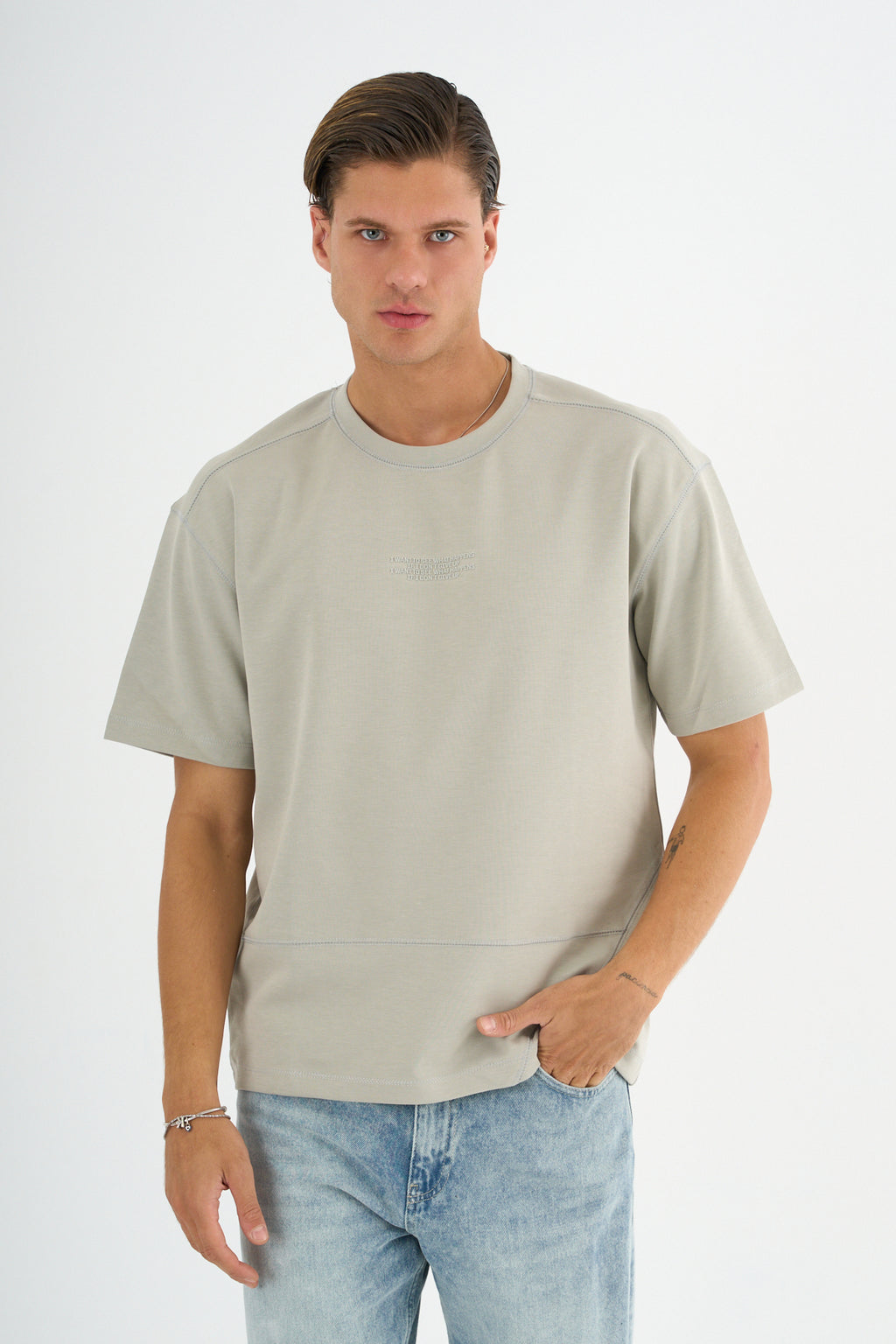 Nova Erkek Oversize Tişört Gri