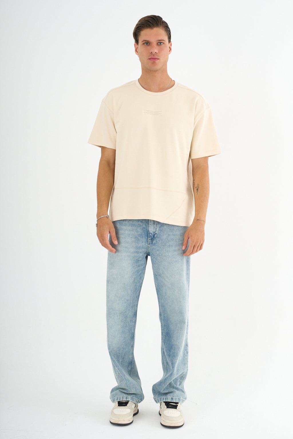 Nova Erkek Oversize Tişört Ekru