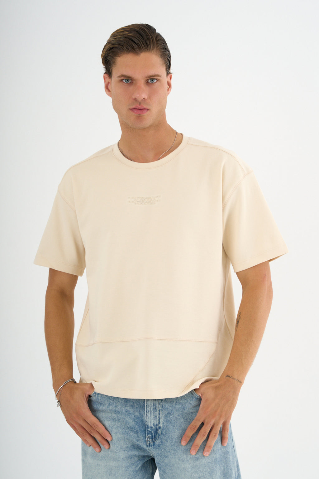 Nova Erkek Oversize Tişört Ekru
