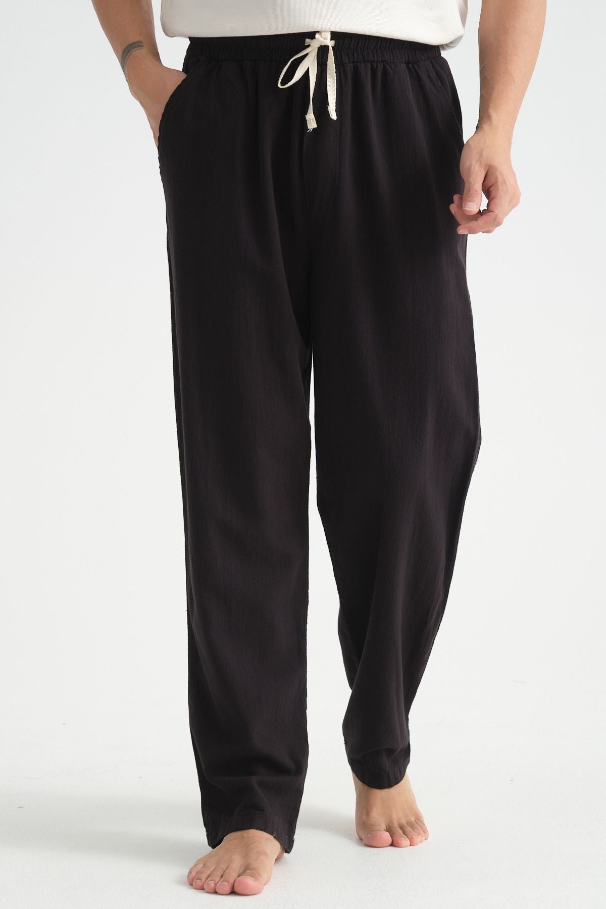 Luxe Baggy Mint Keten Pantolon