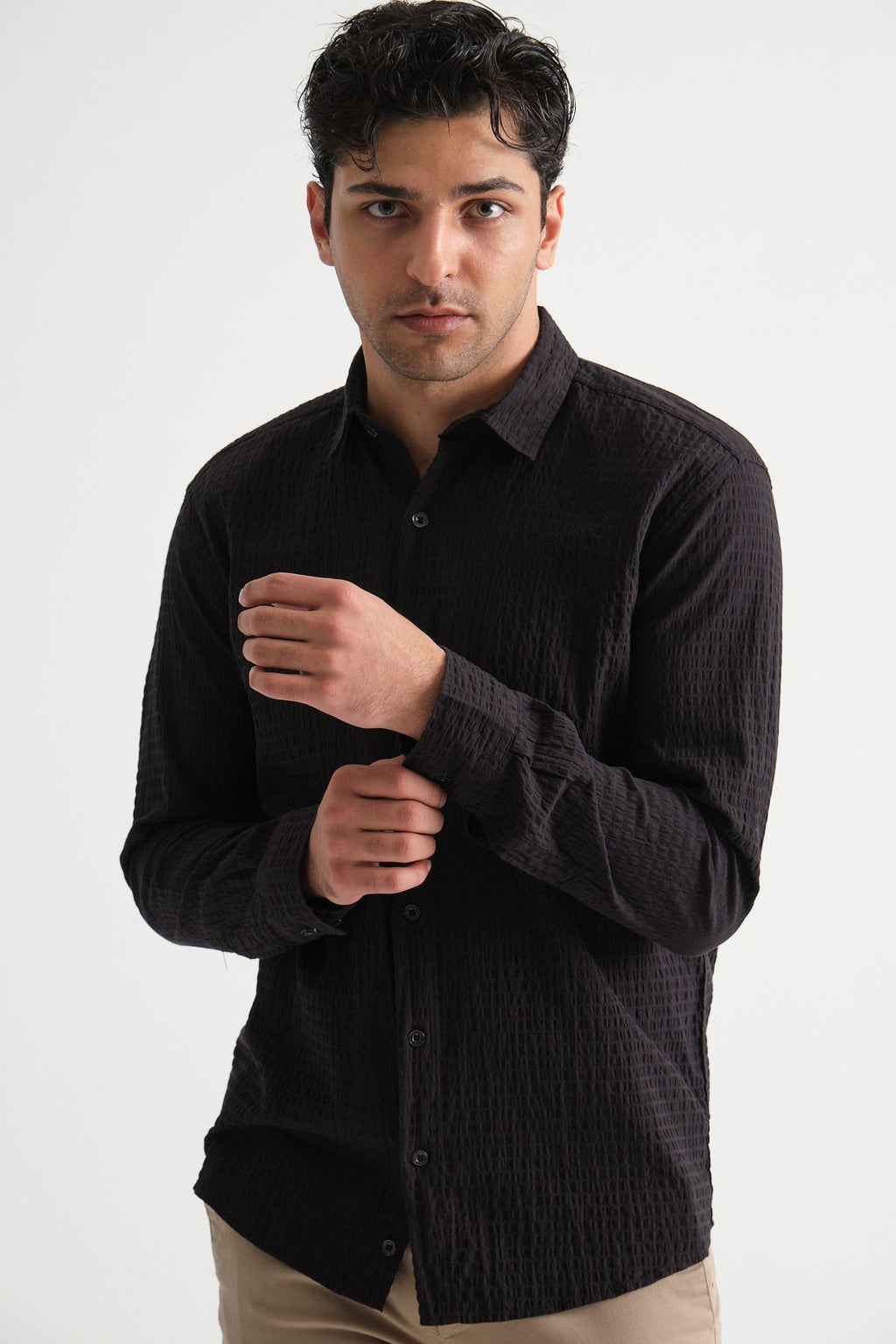 Erkek %100 Pamuk Yazlık Regular Fit Gömlek 2641 Siyah