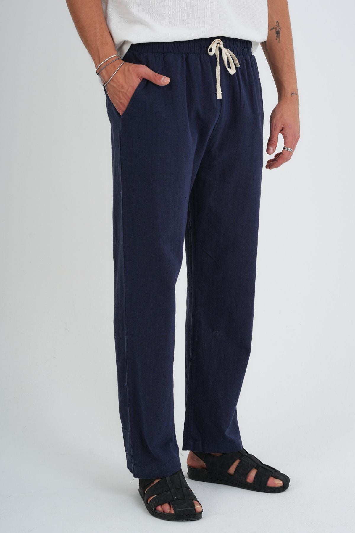 Comforted Erkek Baggy Keten Rahat Pantolon Bol Paça Yeni Sezon