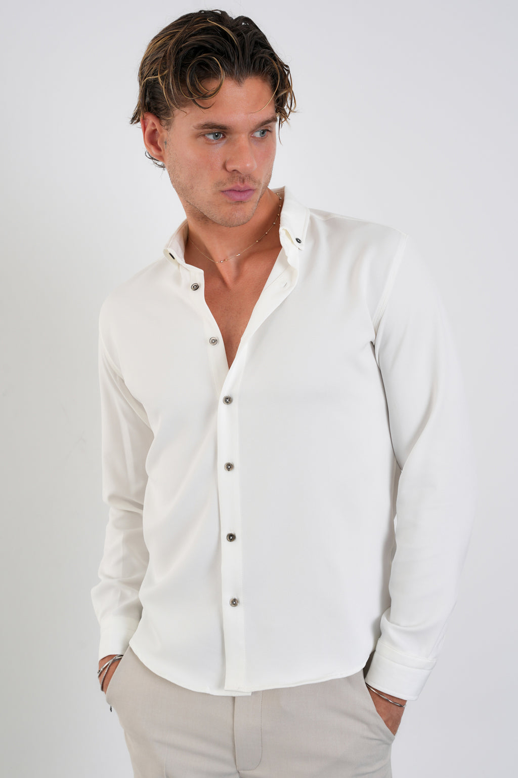 Flex Slim Fit Gömlek Beyaz