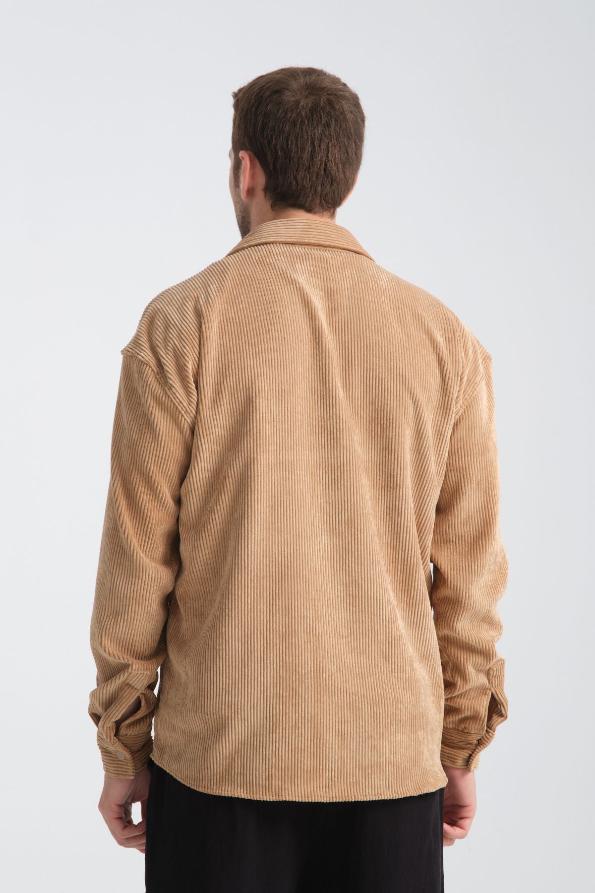 Haven Oversize Kadife Gömlek Taş