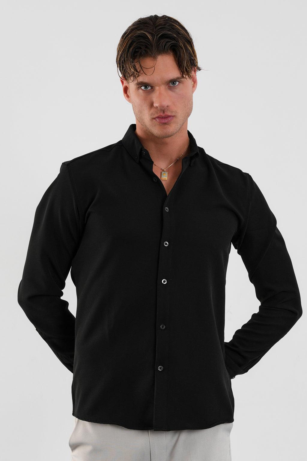 Flex Slim Fit Gömlek Siyah