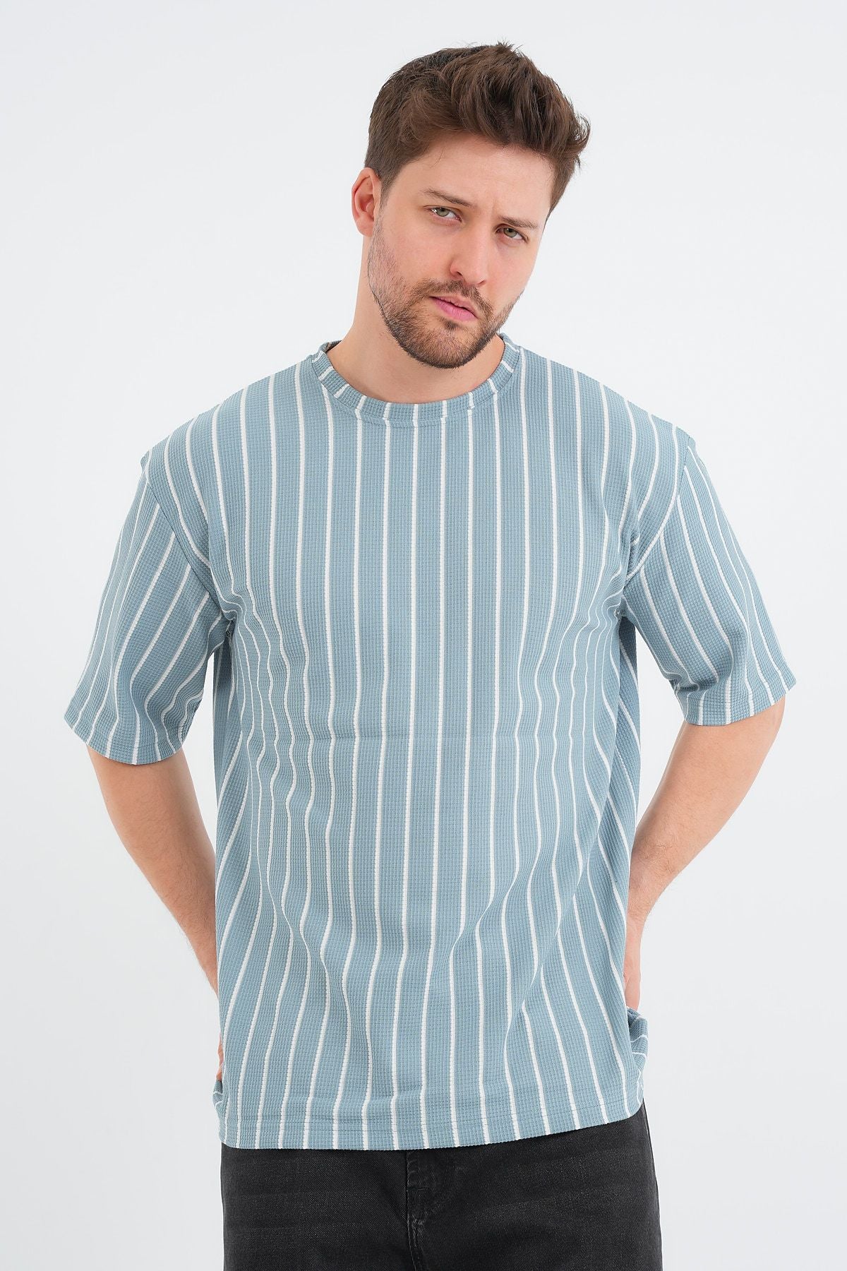 Shift Erkek Oversize Tişört Mavi