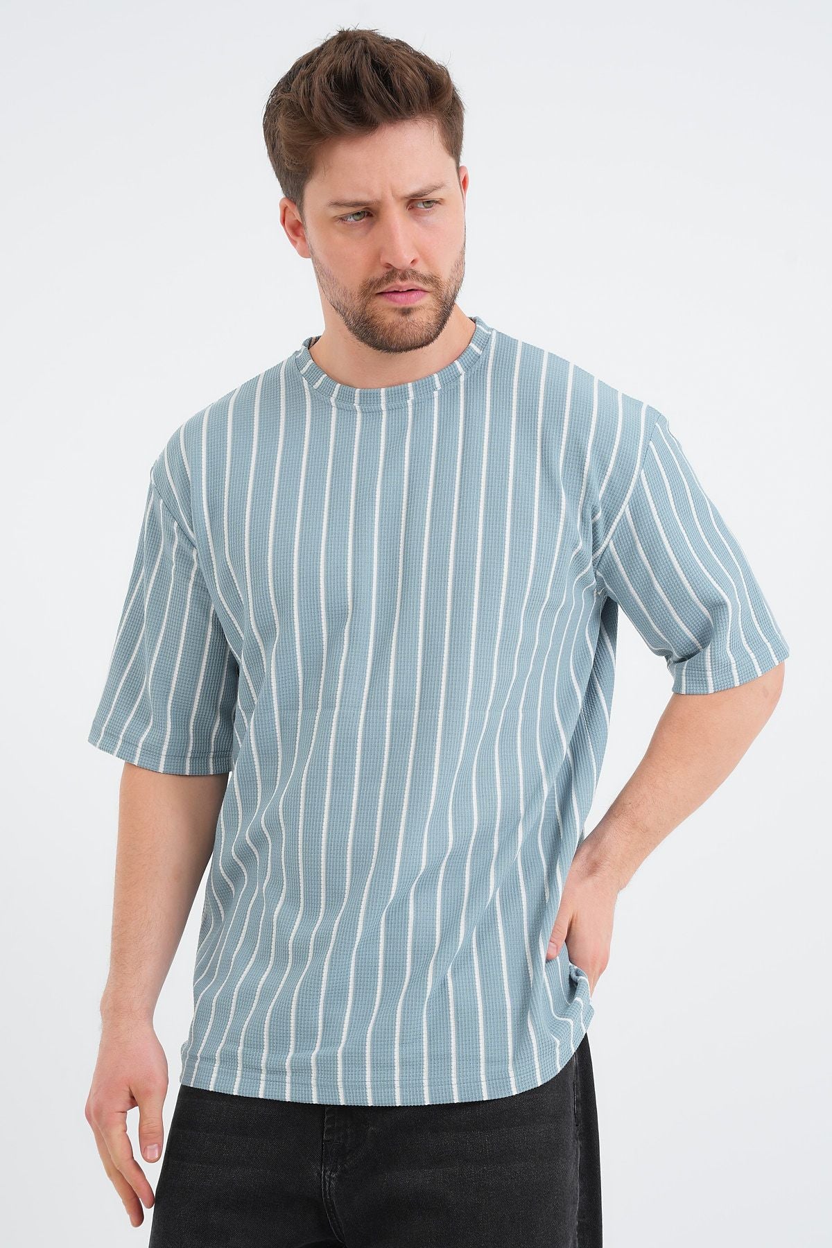 Shift Erkek Oversize Tişört Mavi