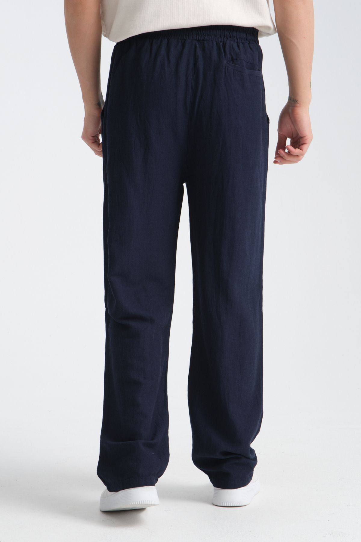 Saga Keten Baggy Pantolon Lacivert