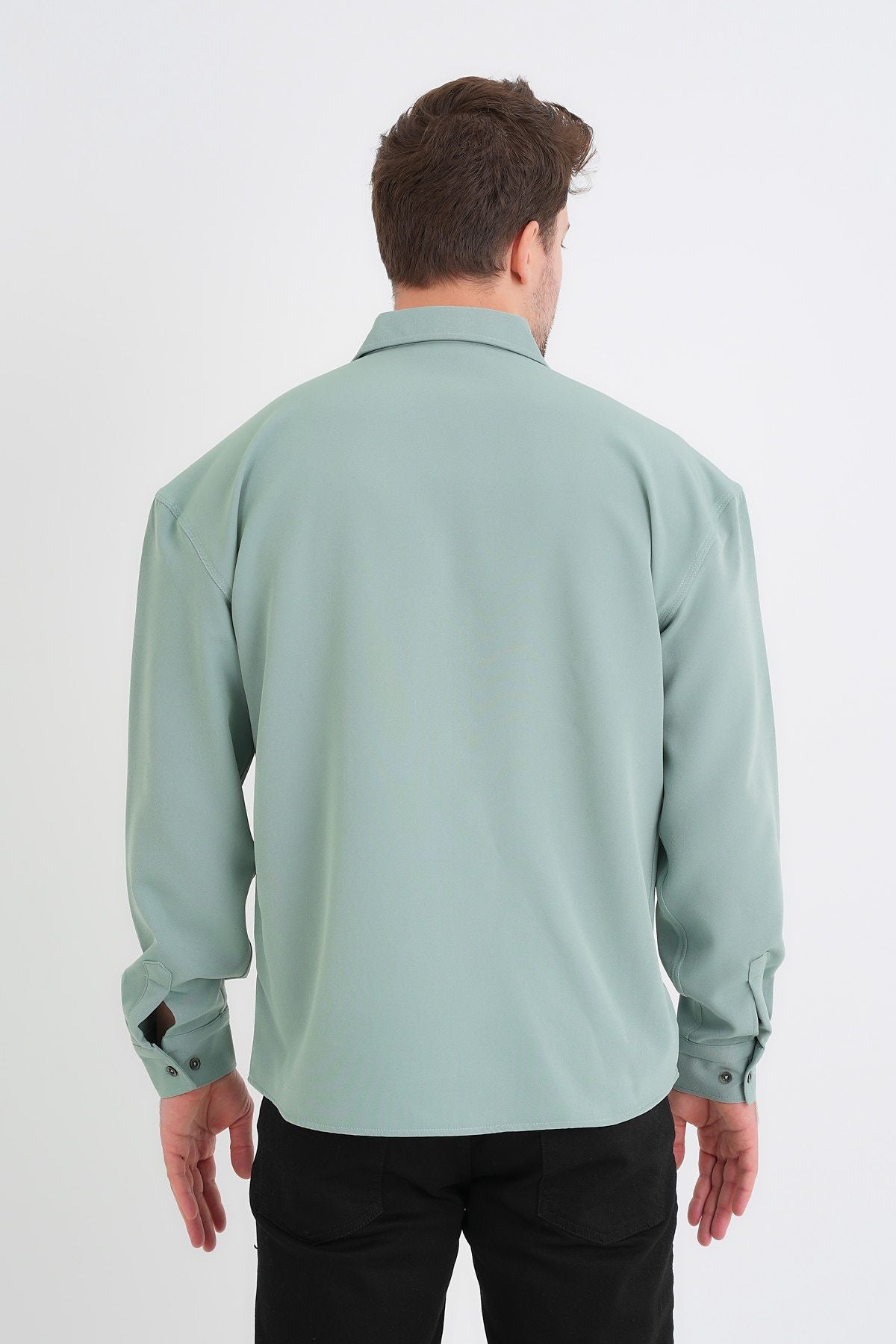 Base Oversize Kolay Ütü Gömlek Mint