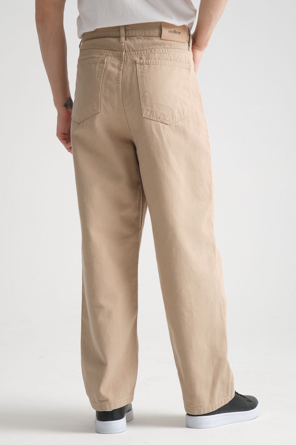 Canvas Pamuk Baggy Pantolon Bej