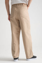 Canvas Pamuk Baggy Pantolon Bej