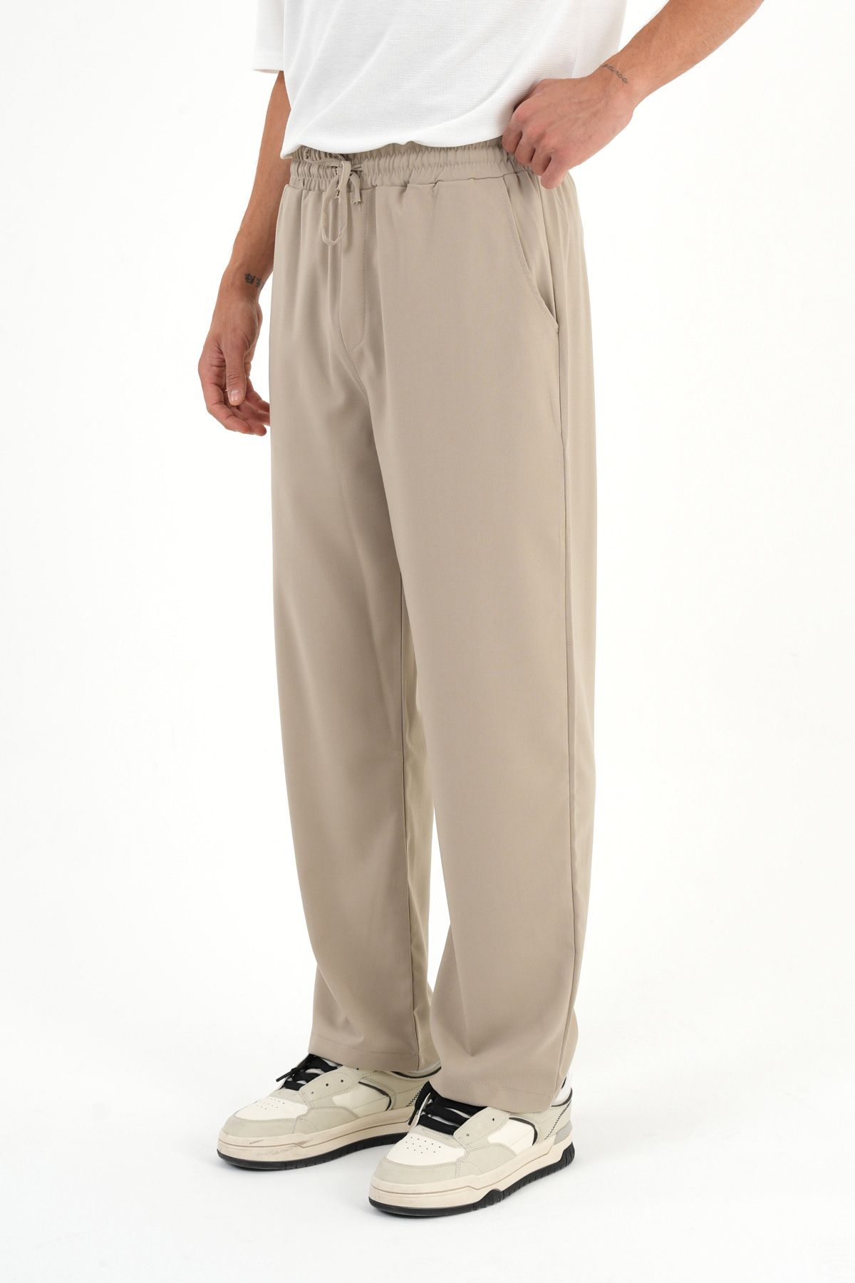 Anchor Baggy Kumaş Pantolon Bej