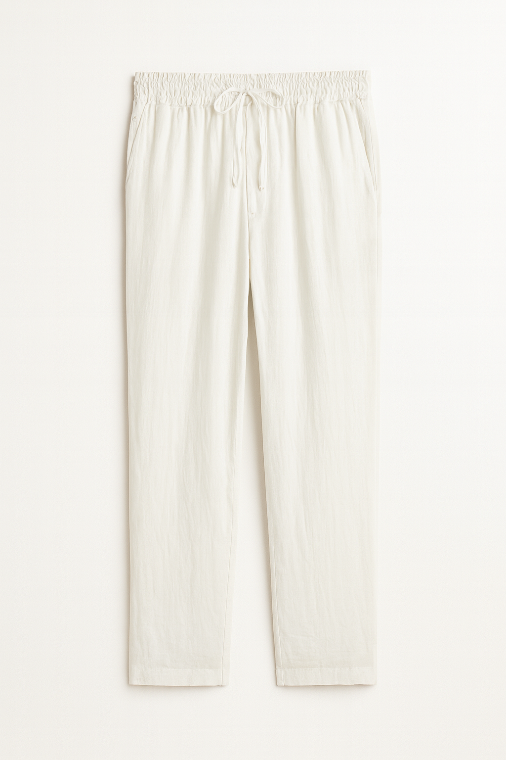 Saga Keten Baggy Pantolon Beyaz
