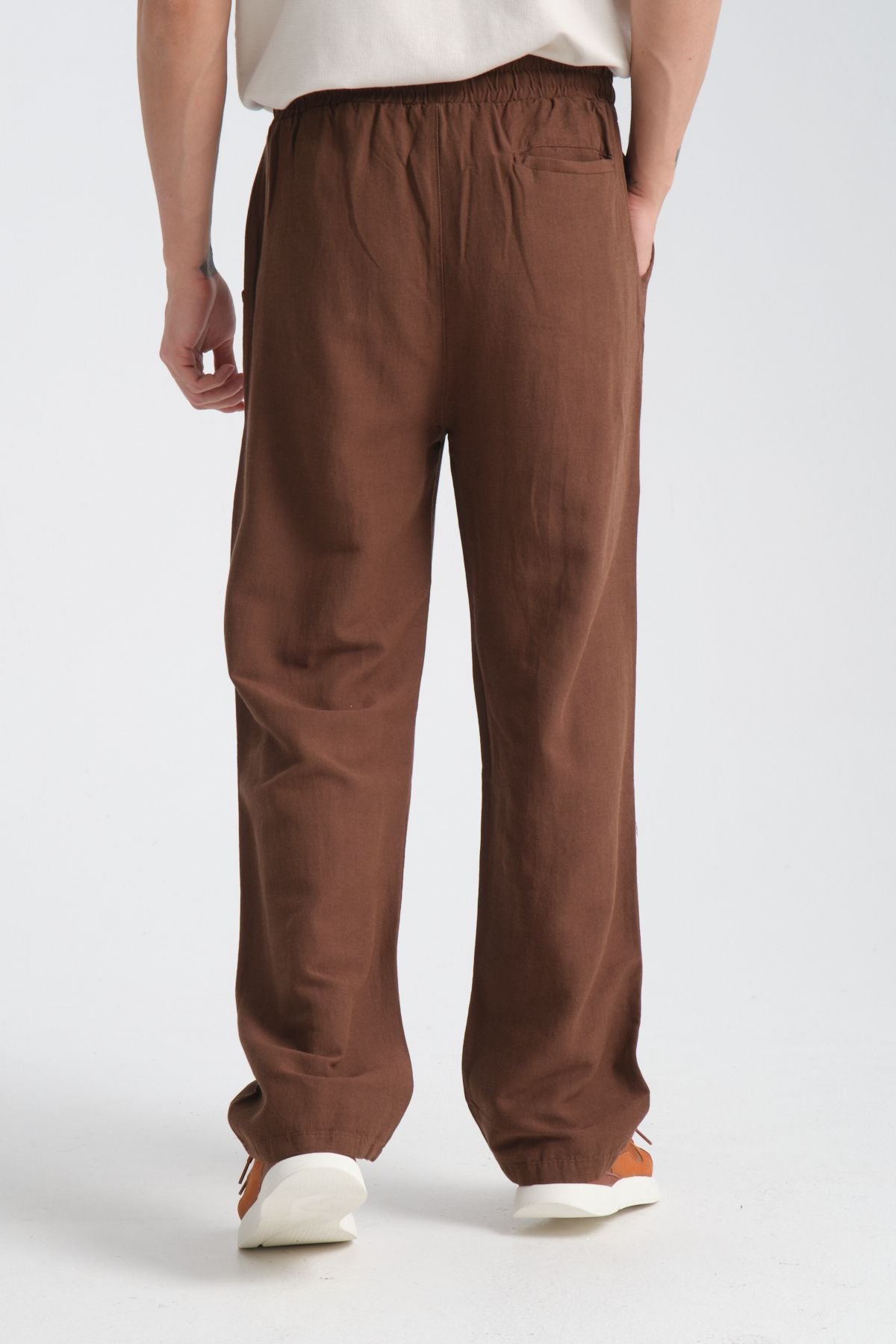 Saga Keten Baggy Pantolon Kahve