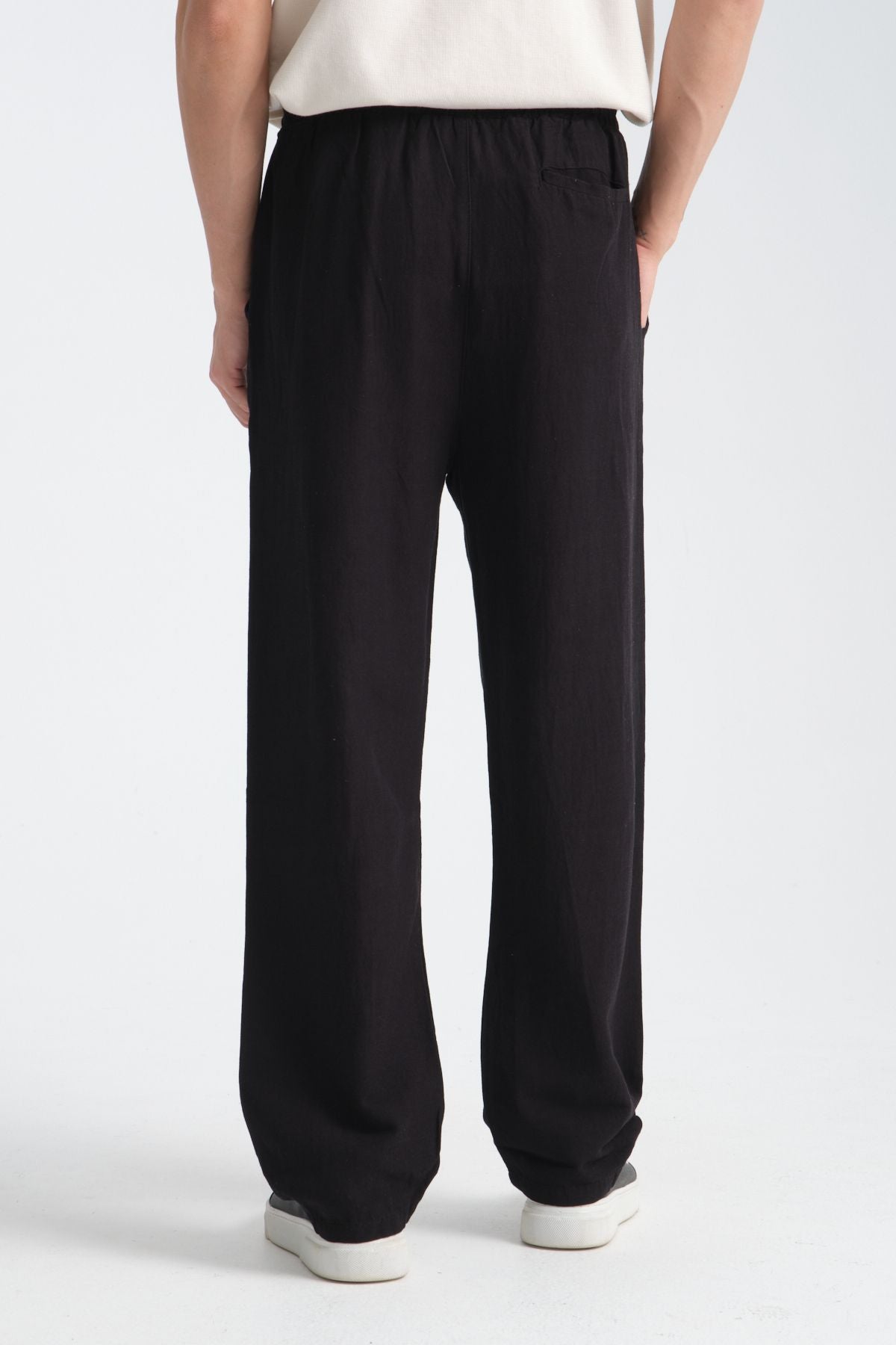 Saga Keten Baggy Pantolon Siyah
