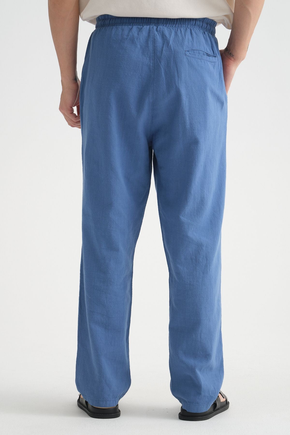 Comforted Erkek Baggy Keten Rahat Pantolon Bol Paça Yeni Sezon İndigo